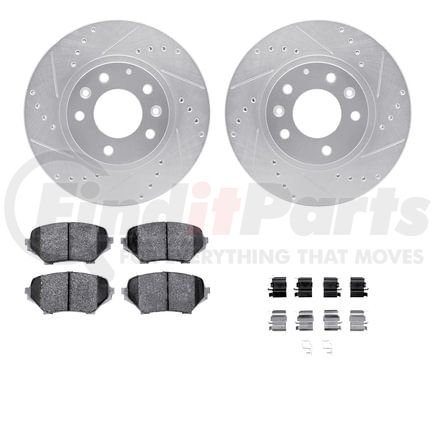 7512-80037 by DYNAMIC FRICTION COMPANY - Rotors-Drilled & Slotted-Silver w/ 5000 Advanced Brake Pads Incl Hdw