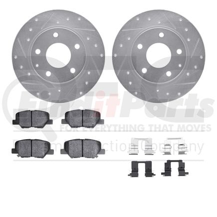 7512-80041 by DYNAMIC FRICTION COMPANY - Rotors-Drilled & Slotted-Silver w/ 5000 Advanced Brake Pads Incl Hdw