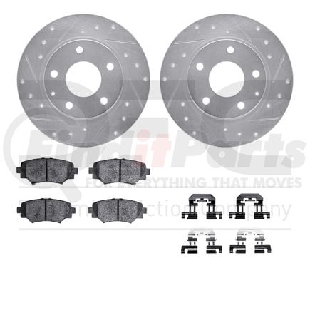 7512-80042 by DYNAMIC FRICTION COMPANY - Rotors-Drilled & Slotted-Silver w/ 5000 Advanced Brake Pads Incl Hdw