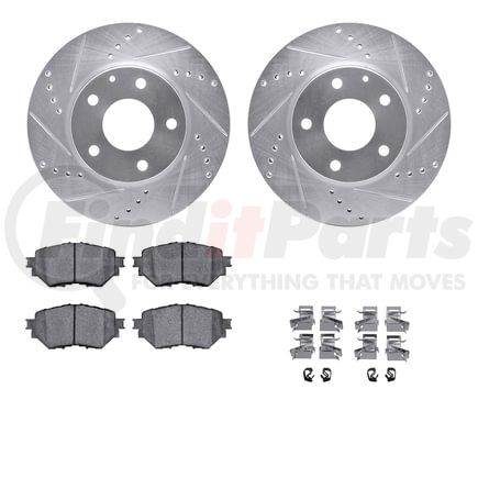 7512-80046 by DYNAMIC FRICTION COMPANY - Rotors-Drilled & Slotted-Silver w/ 5000 Advanced Brake Pads Incl Hdw