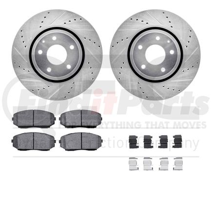 7512-80072 by DYNAMIC FRICTION COMPANY - Rotors-Drilled & Slotted-Silver w/ 5000 Advanced Brake Pads Incl Hdw