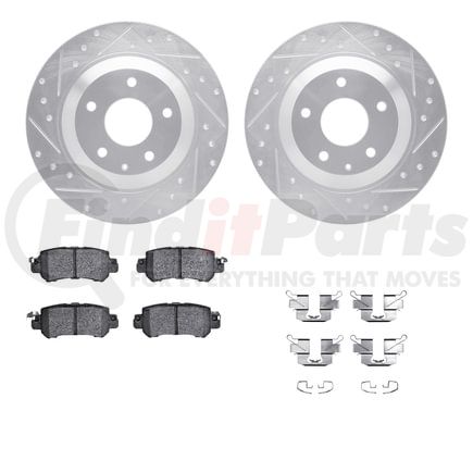 7512-80075 by DYNAMIC FRICTION COMPANY - Brake Rotor - Dimpled & Slotted - Silver w/5000 Brake Pads & HW Kit