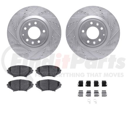 7512-80211 by DYNAMIC FRICTION COMPANY - Rotors-Drilled & Slotted-Silver w/ 5000 Advanced Brake Pads Incl Hdw