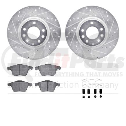 7512-80217 by DYNAMIC FRICTION COMPANY - Rotors-Drilled & Slotted-Silver w/ 5000 Advanced Brake Pads Incl Hdw