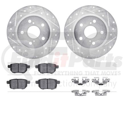 7512-91000 by DYNAMIC FRICTION COMPANY - Rotors-Drilled & Slotted-Silver w/ 5000 Advanced Brake Pads Incl Hdw