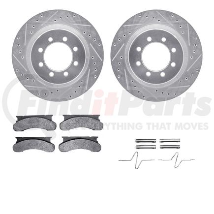 7512-99240 by DYNAMIC FRICTION COMPANY - Rotors-Drilled & Slotted-Silver w/ 5000 Advanced Brake Pads Incl Hdw