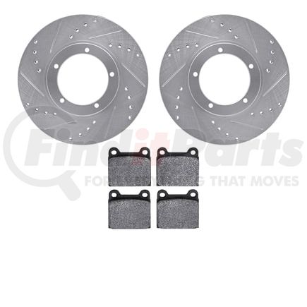 7602-02002 by DYNAMIC FRICTION COMPANY - Rotors-Drilled and Slotted-Silver with 5000 Euro Ceramic Brake Pads