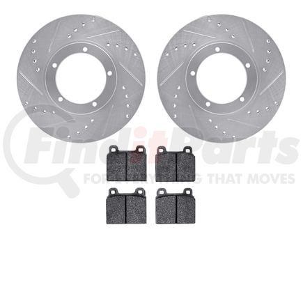 7602-02003 by DYNAMIC FRICTION COMPANY - Rotors-Drilled and Slotted-Silver with 5000 Euro Ceramic Brake Pads