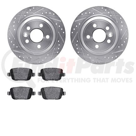 7602-11021 by DYNAMIC FRICTION COMPANY - Rotors-Drilled and Slotted-Silver with 5000 Euro Ceramic Brake Pads