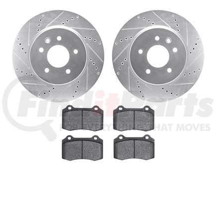 7602-20014 by DYNAMIC FRICTION COMPANY - Rotors-Drilled and Slotted-Silver with 5000 Euro Ceramic Brake Pads