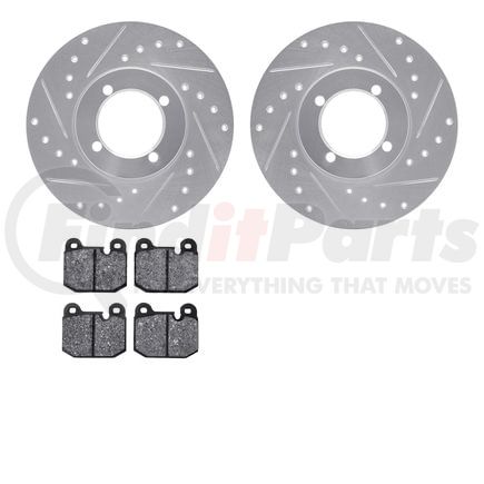 7602-22004 by DYNAMIC FRICTION COMPANY - Rotors-Drilled and Slotted-Silver with 5000 Euro Ceramic Brake Pads