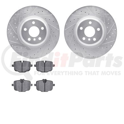 7602-31098 by DYNAMIC FRICTION COMPANY - Rotors-Drilled and Slotted-Silver with 5000 Euro Ceramic Brake Pads