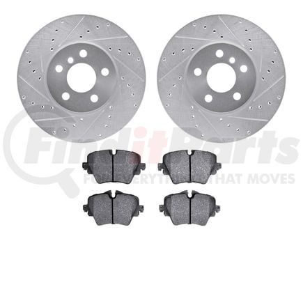 7602-32017 by DYNAMIC FRICTION COMPANY - Rotors-Drilled and Slotted-Silver with 5000 Euro Ceramic Brake Pads