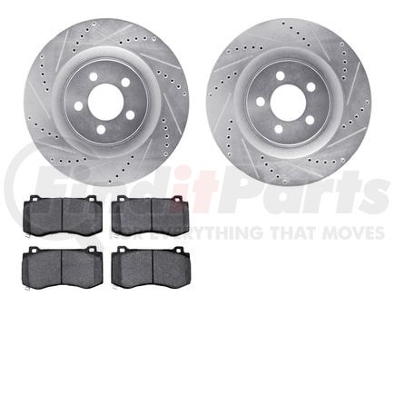 7602-39000 by DYNAMIC FRICTION COMPANY - Rotors-Drilled and Slotted-Silver with 5000 Euro Ceramic Brake Pads