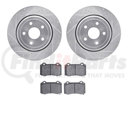 7602-42005 by DYNAMIC FRICTION COMPANY - DFC Rotors-Drilled and Slotted-Silver with 5000 Euro Ceramic Brake Pads