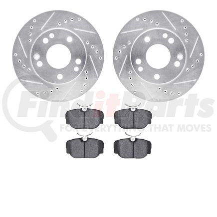 7602-63013 by DYNAMIC FRICTION COMPANY - Rotors-Drilled and Slotted-Silver with 5000 Euro Ceramic Brake Pads