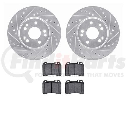 7602-63023 by DYNAMIC FRICTION COMPANY - Rotors-Drilled and Slotted-Silver with 5000 Euro Ceramic Brake Pads