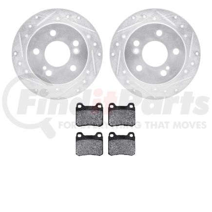 7602-63017 by DYNAMIC FRICTION COMPANY - Rotors-Drilled and Slotted-Silver with 5000 Euro Ceramic Brake Pads