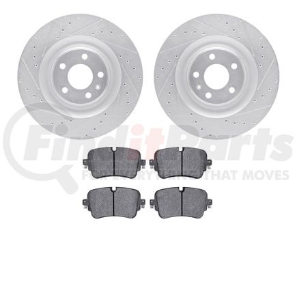 7602-73060 by DYNAMIC FRICTION COMPANY - Rotors-Drilled and Slotted-Silver with 5000 Euro Ceramic Brake Pads