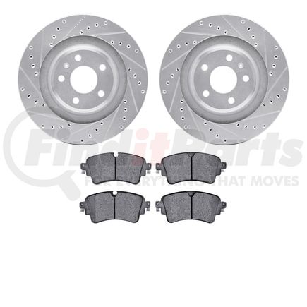 7602-73056 by DYNAMIC FRICTION COMPANY - Rotors-Drilled and Slotted-Silver with 5000 Euro Ceramic Brake Pads