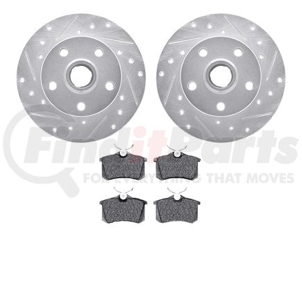 7602-74011 by DYNAMIC FRICTION COMPANY - Rotors-Drilled and Slotted-Silver with 5000 Euro Ceramic Brake Pads