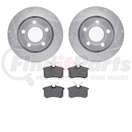 7602-74028 by DYNAMIC FRICTION COMPANY - Rotors-Drilled and Slotted-Silver with 5000 Euro Ceramic Brake Pads