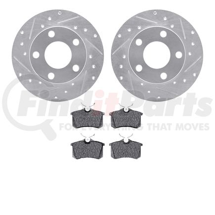 7602-74017 by DYNAMIC FRICTION COMPANY - Rotors-Drilled and Slotted-Silver with 5000 Euro Ceramic Brake Pads