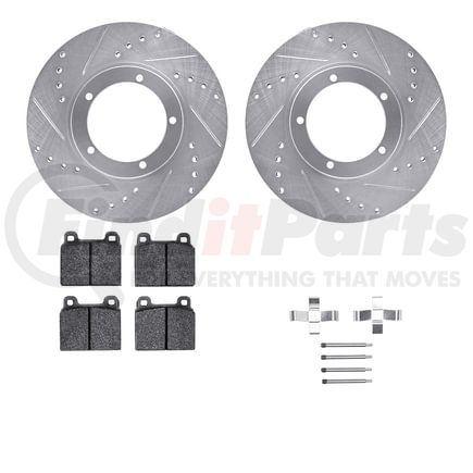 7612-02004 by DYNAMIC FRICTION COMPANY - Rotors-Drilled & Slotted-Silver w/ 5000 Euro Ceramic Brake Pads Incl Hdw