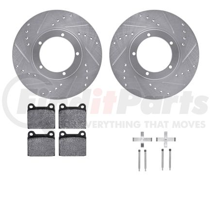 7612-02003 by DYNAMIC FRICTION COMPANY - Rotors-Drilled & Slotted-Silver w/ 5000 Euro Ceramic Brake Pads Incl Hdw