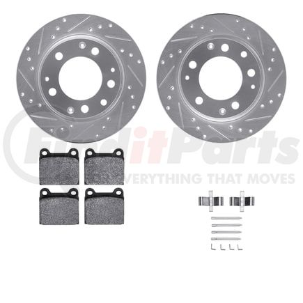 7612-02005 by DYNAMIC FRICTION COMPANY - Rotors-Drilled & Slotted-Silver w/ 5000 Euro Ceramic Brake Pads Incl Hdw