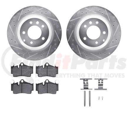 7612-02010 by DYNAMIC FRICTION COMPANY - Rotors-Drilled & Slotted-Silver w/ 5000 Euro Ceramic Brake Pads Incl Hdw