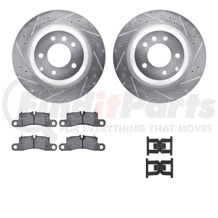 7612-02011 by DYNAMIC FRICTION COMPANY - Rotors-Drilled & Slotted-Silver w/ 5000 Euro Ceramic Brake Pads Incl Hdw