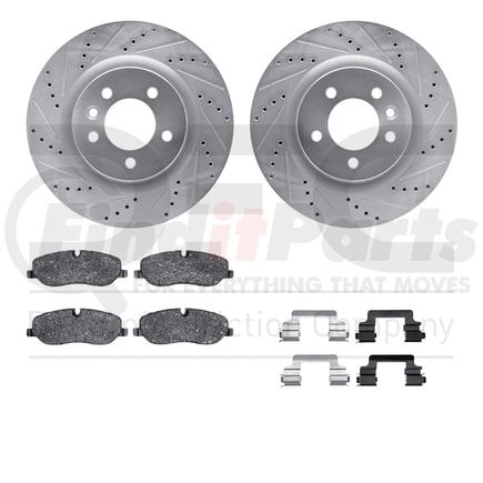 7612-11005 by DYNAMIC FRICTION COMPANY - Rotors-Drilled & Slotted-Silver w/ 5000 Euro Ceramic Brake Pads Incl Hdw