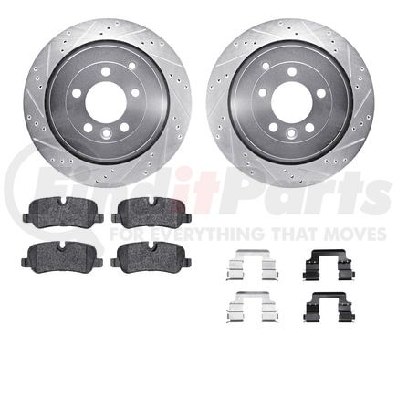 7612-11006 by DYNAMIC FRICTION COMPANY - Rotors-Drilled & Slotted-Silver w/ 5000 Euro Ceramic Brake Pads Incl Hdw