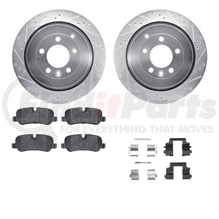 7612-11007 by DYNAMIC FRICTION COMPANY - Rotors-Drilled & Slotted-Silver w/ 5000 Euro Ceramic Brake Pads Incl Hdw