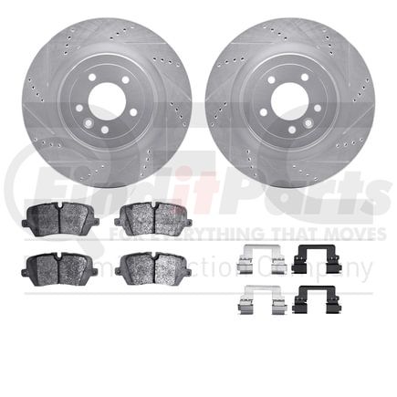 7612-11022 by DYNAMIC FRICTION COMPANY - Rotors-Drilled & Slotted-Silver w/ 5000 Euro Ceramic Brake Pads Incl Hdw