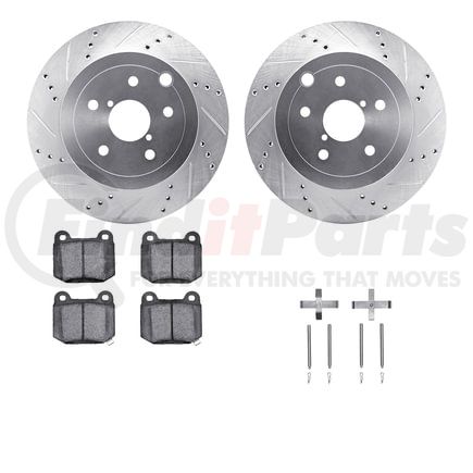 7612-13007 by DYNAMIC FRICTION COMPANY - Rotors-Drilled & Slotted-Silver w/ 5000 Euro Ceramic Brake Pads Incl Hdw