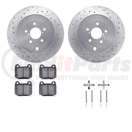 7612-13013 by DYNAMIC FRICTION COMPANY - Rotors-Drilled & Slotted-Silver w/ 5000 Euro Ceramic Brake Pads Incl Hdw