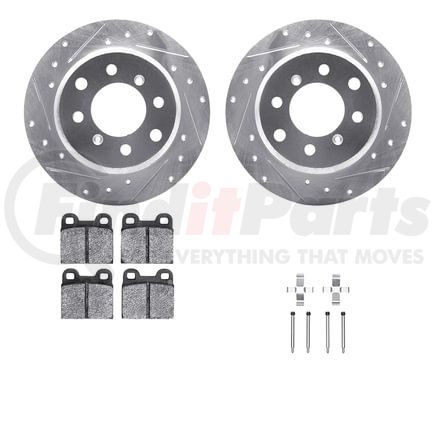 7612-16000 by DYNAMIC FRICTION COMPANY - Rotors-Drilled & Slotted-Silver w/ 5000 Euro Ceramic Brake Pads Incl Hdw