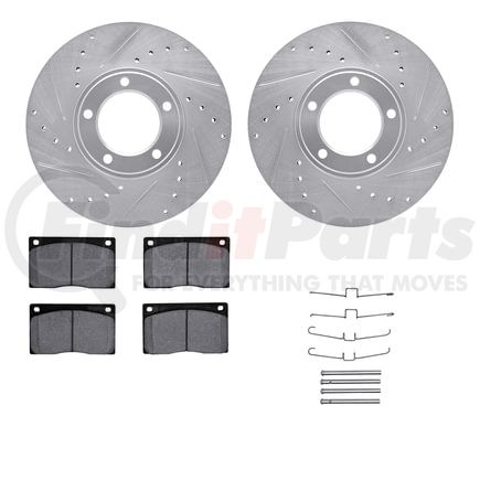 7612-20001 by DYNAMIC FRICTION COMPANY - Rotors-Drilled & Slotted-Silver w/ 5000 Euro Ceramic Brake Pads Incl Hdw