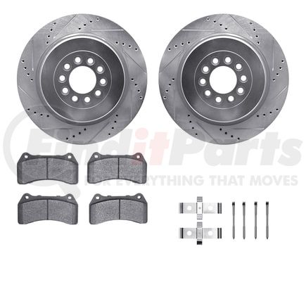 7612-20009 by DYNAMIC FRICTION COMPANY - Rotors-Drilled & Slotted-Silver w/ 5000 Euro Ceramic Brake Pads Incl Hdw