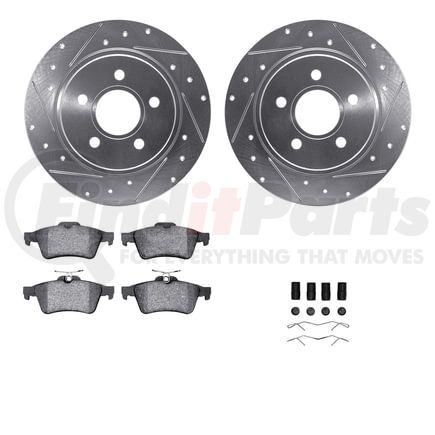 7612-27035 by DYNAMIC FRICTION COMPANY - Rotors-Drilled & Slotted-Silver w/ 5000 Euro Ceramic Brake Pads Incl Hdw