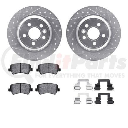 7612-27038 by DYNAMIC FRICTION COMPANY - Rotors-Drilled & Slotted-Silver w/ 5000 Euro Ceramic Brake Pads Incl Hdw