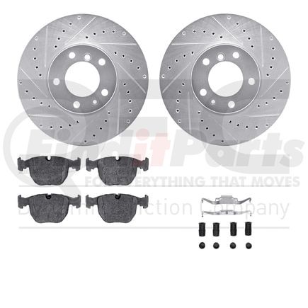 7612-31029 by DYNAMIC FRICTION COMPANY - Rotors-Drilled & Slotted-Silver w/ 5000 Euro Ceramic Brake Pads Incl Hdw