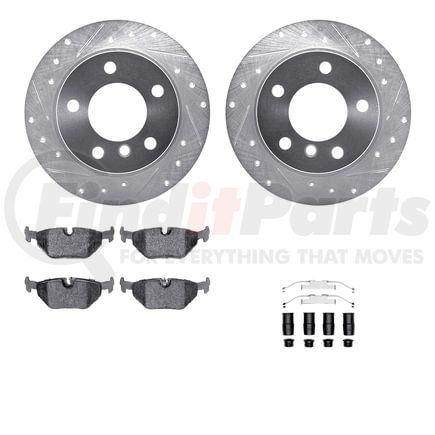 7612-31036 by DYNAMIC FRICTION COMPANY - Rotors-Drilled & Slotted-Silver w/ 5000 Euro Ceramic Brake Pads Incl Hdw