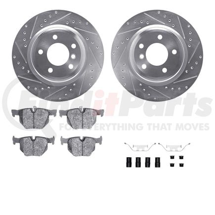 7612-31067 by DYNAMIC FRICTION COMPANY - Rotors-Drilled & Slotted-Silver w/ 5000 Euro Ceramic Brake Pads Incl Hdw