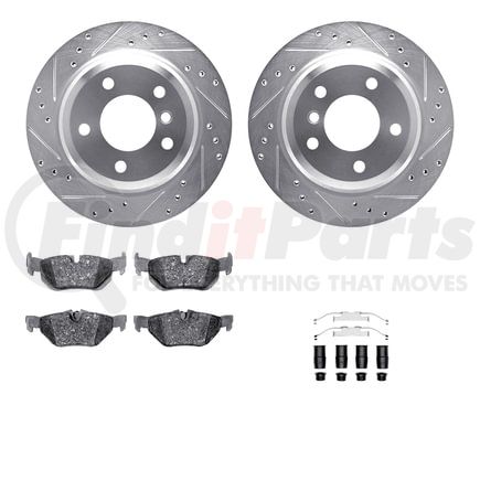 7612-31070 by DYNAMIC FRICTION COMPANY - Rotors-Drilled & Slotted-Silver w/ 5000 Euro Ceramic Brake Pads Incl Hdw