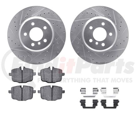 7612-31090 by DYNAMIC FRICTION COMPANY - Rotors-Drilled & Slotted-Silver w/ 5000 Euro Ceramic Brake Pads Incl Hdw