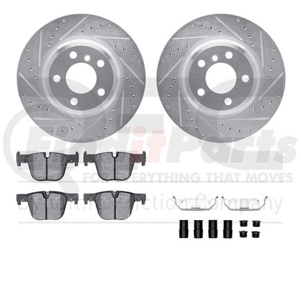 7612-31094 by DYNAMIC FRICTION COMPANY - Rotors-Drilled & Slotted-Silver w/ 5000 Euro Ceramic Brake Pads Incl Hdw