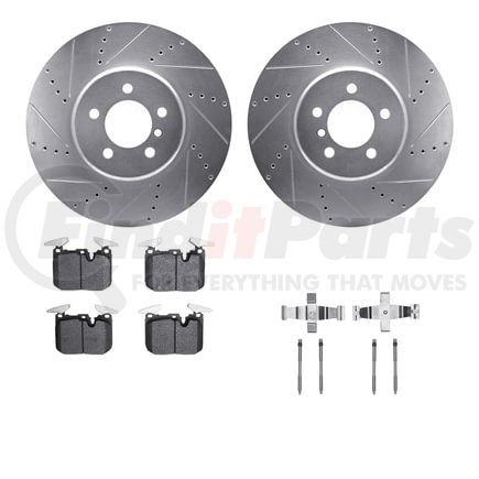 7612-31096 by DYNAMIC FRICTION COMPANY - Rotors-Drilled & Slotted-Silver w/ 5000 Euro Ceramic Brake Pads Incl Hdw